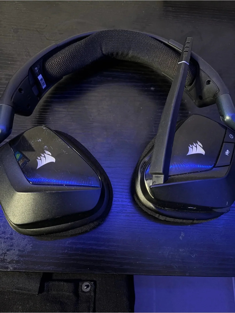 Corsair Black Wireless Gaming Headset with Boom Mic and LED Accents